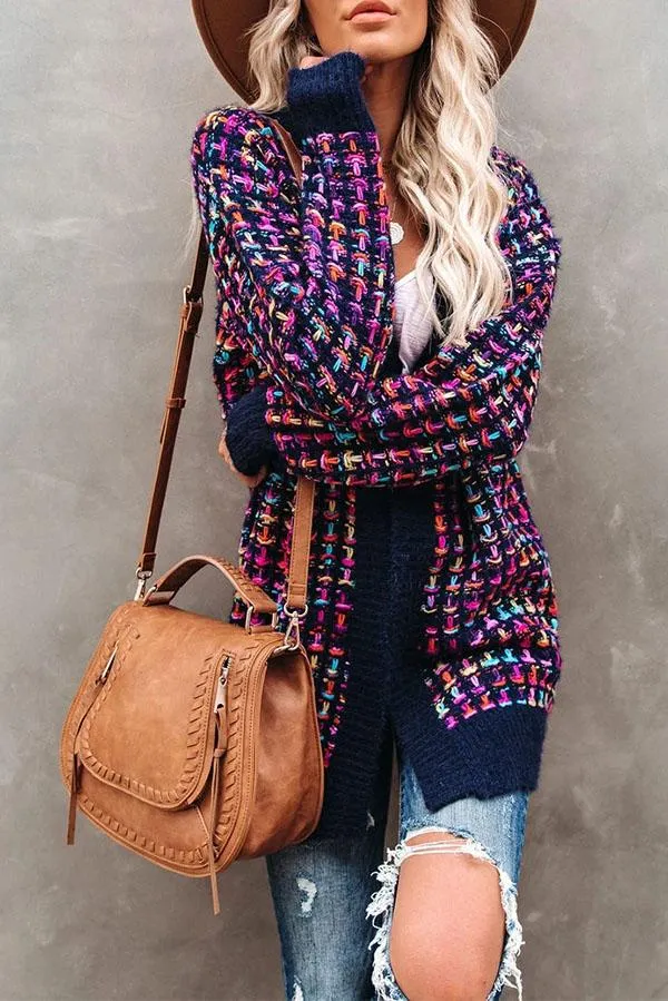 Large size cardigan jacket personality fashion color sweater