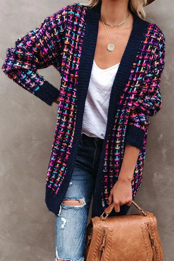 Large size cardigan jacket personality fashion color sweater