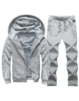 Lavnis Men's Casual Tracksuit Long Sleeve Running Jogging Athletic Sports Set Thicken Style Gray 2XL