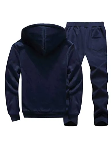 Lavnis Men's Casual Tracksuit Long Sleeve Running Jogging Athletic Sports Set Thicken Style Gray 2XL