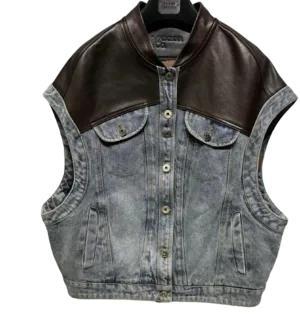 Leather Denim Vest