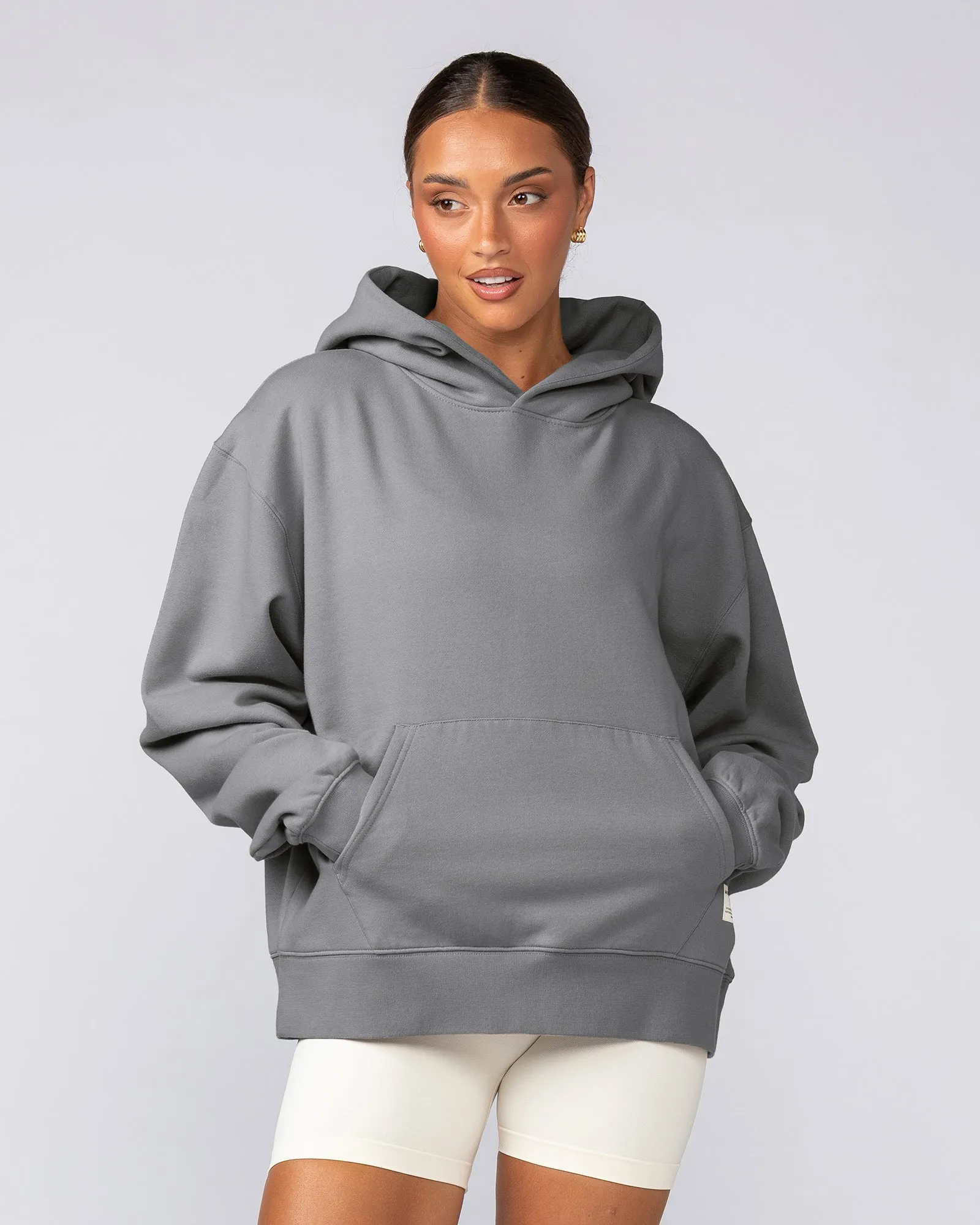 Lee Lem Cropped Hoodie - Washed Platinum Grey