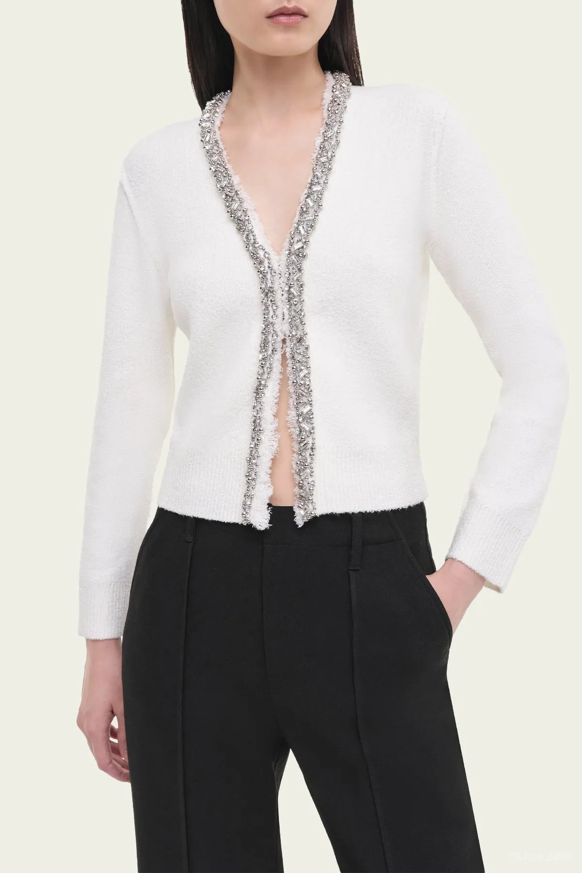 Leighton Boucle Cardigan in Ivory