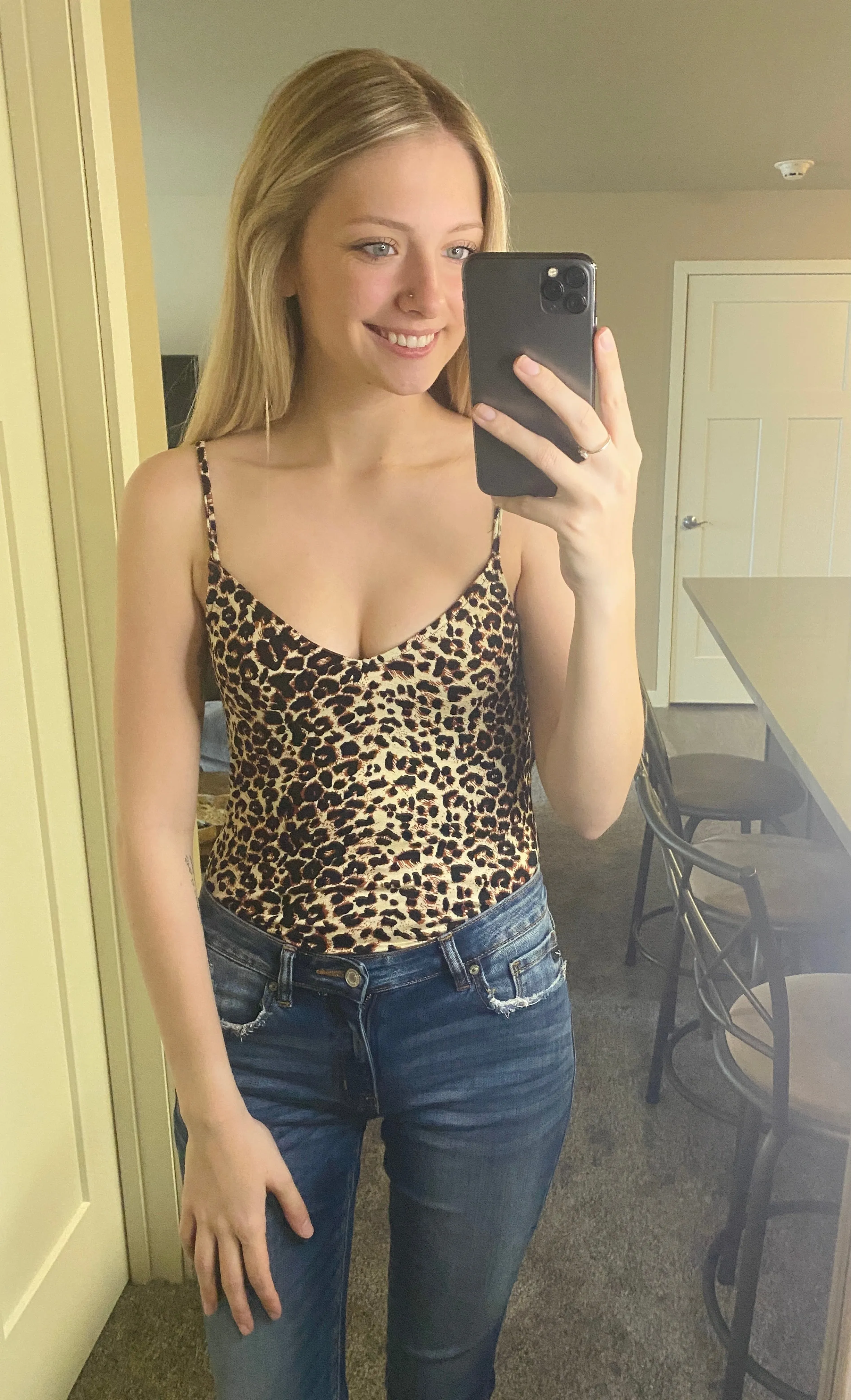 LEOPARD SPAGHETTI STRAP BODY SUIT