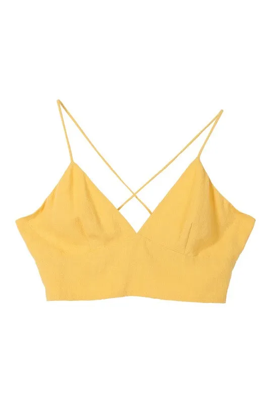 Lilou Sleeveless yellow crop tank top