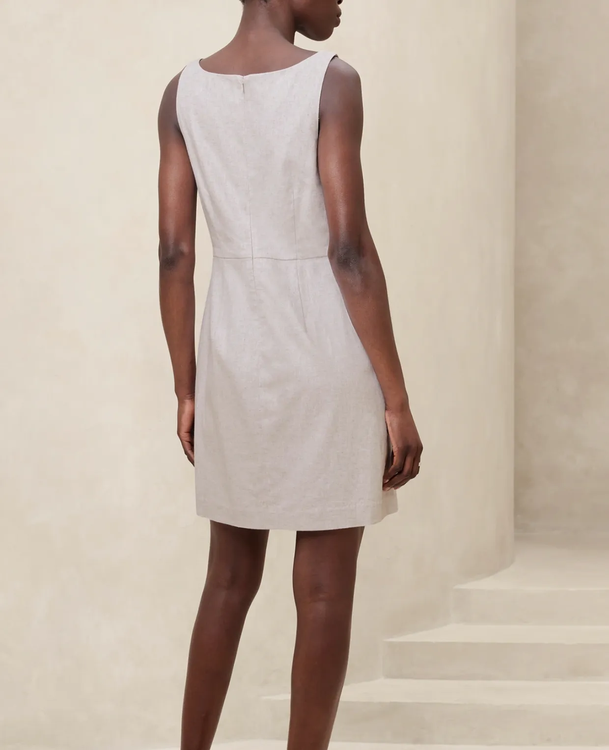 Linen Cotton Sheath Mini Dress