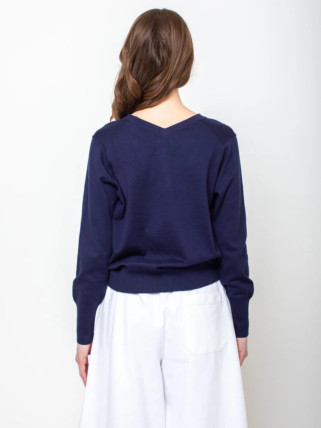 Long Sleeve V-Neck Sweater - Deep Night