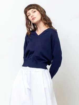 Long Sleeve V-Neck Sweater - Deep Night