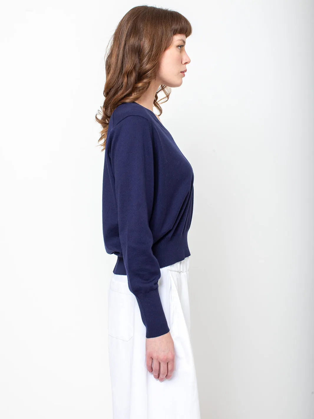 Long Sleeve V-Neck Sweater - Deep Night