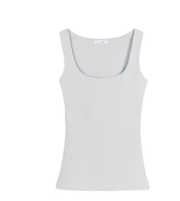 Low-Cut Tank Tops Women Large U-neck Cotton Tanks Nightclubs Clothing Plus Size Tanks Black White Gray