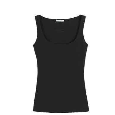 Low-Cut Tank Tops Women Large U-neck Cotton Tanks Nightclubs Clothing Plus Size Tanks Black White Gray