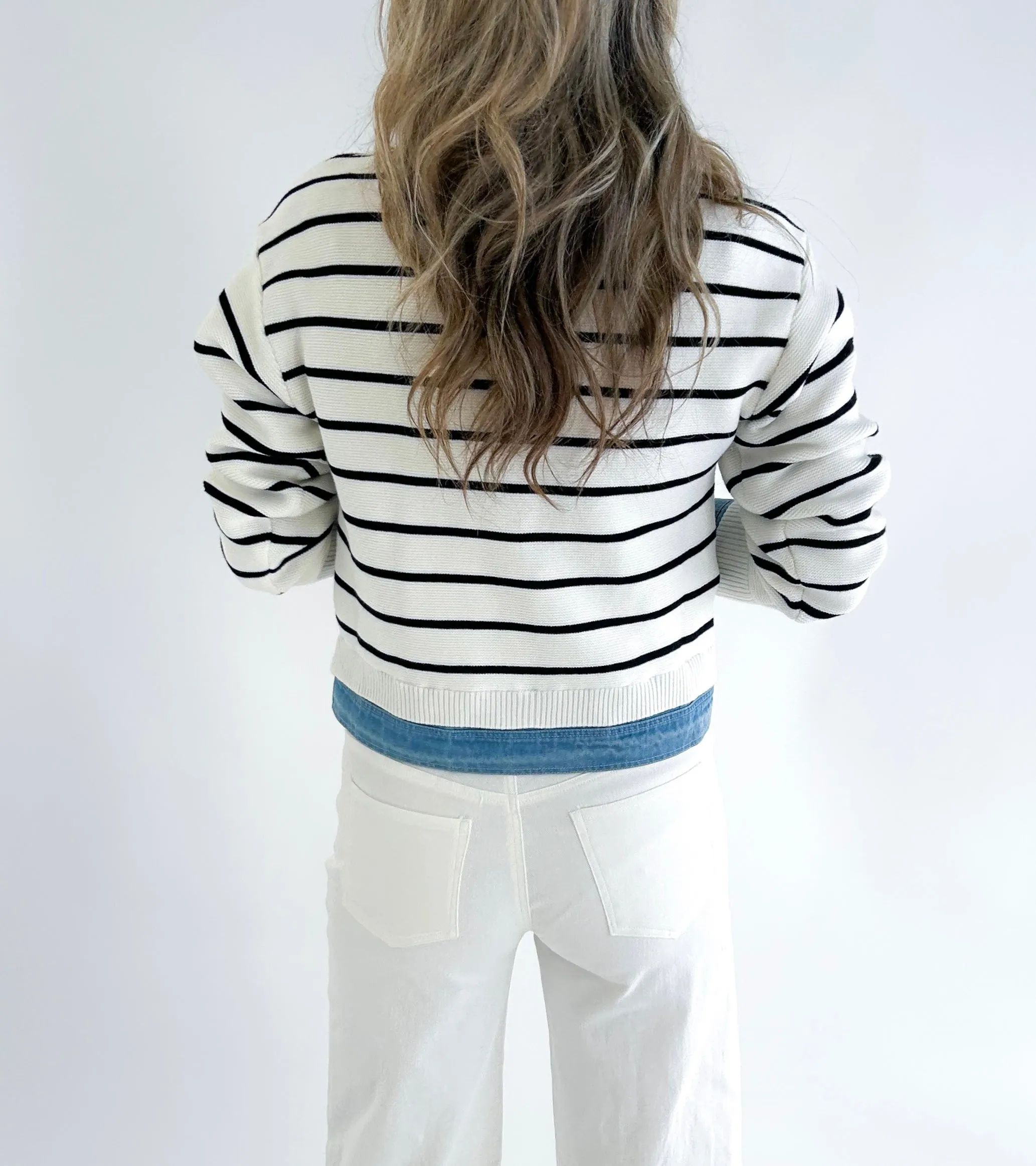Lowen Stripe and Denim Mix Button Down Cardigan