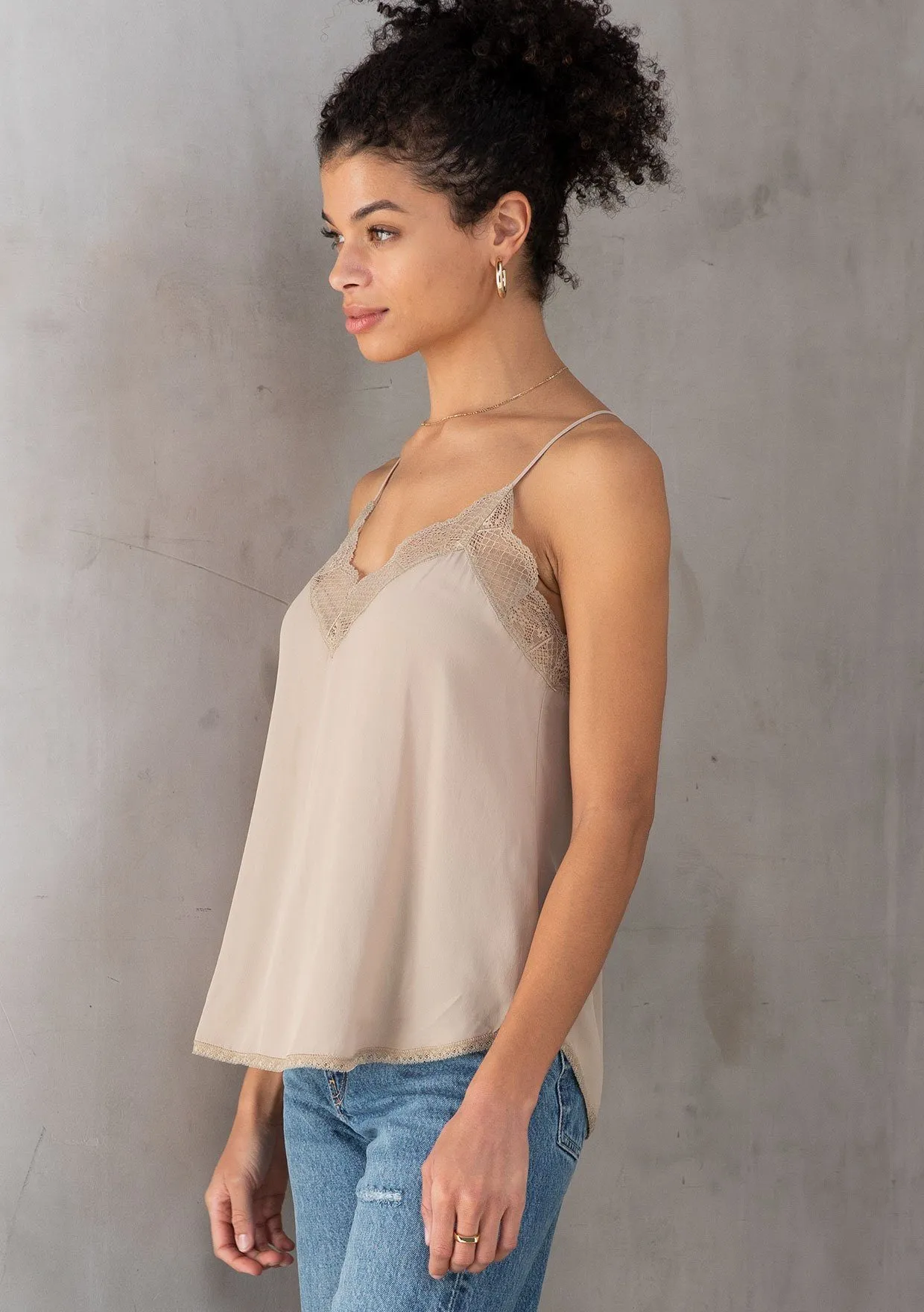 Lura Silky Lace Trim Camisole