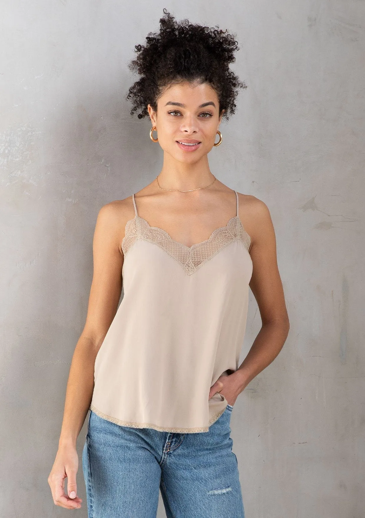 Lura Silky Lace Trim Camisole