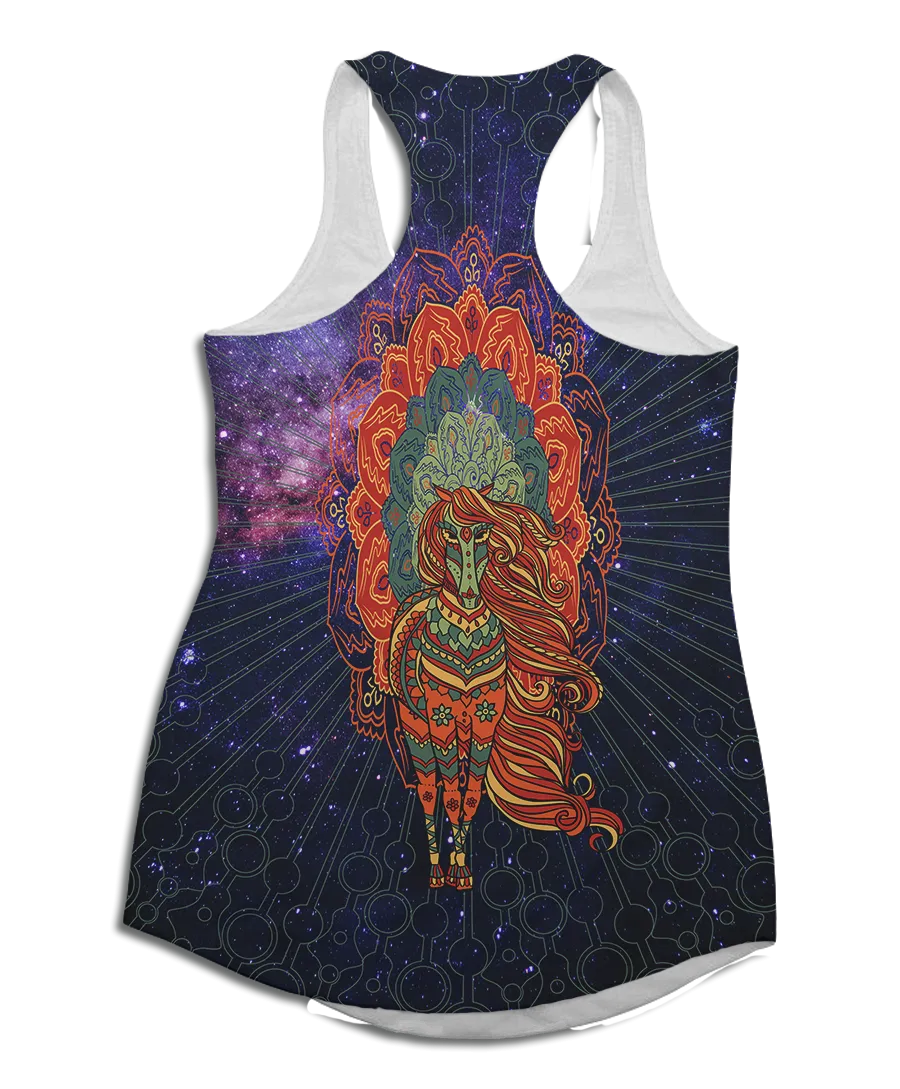 Mandala Horse Flowy Racerback Tank Top