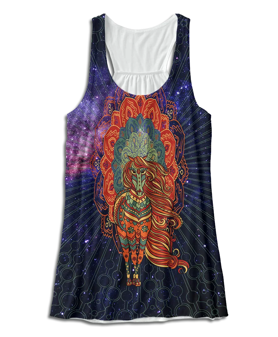 Mandala Horse Flowy Racerback Tank Top