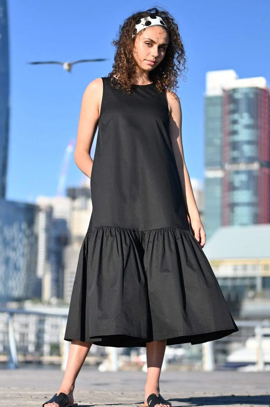 Margot Sleeveless Wide Ruffle Dress