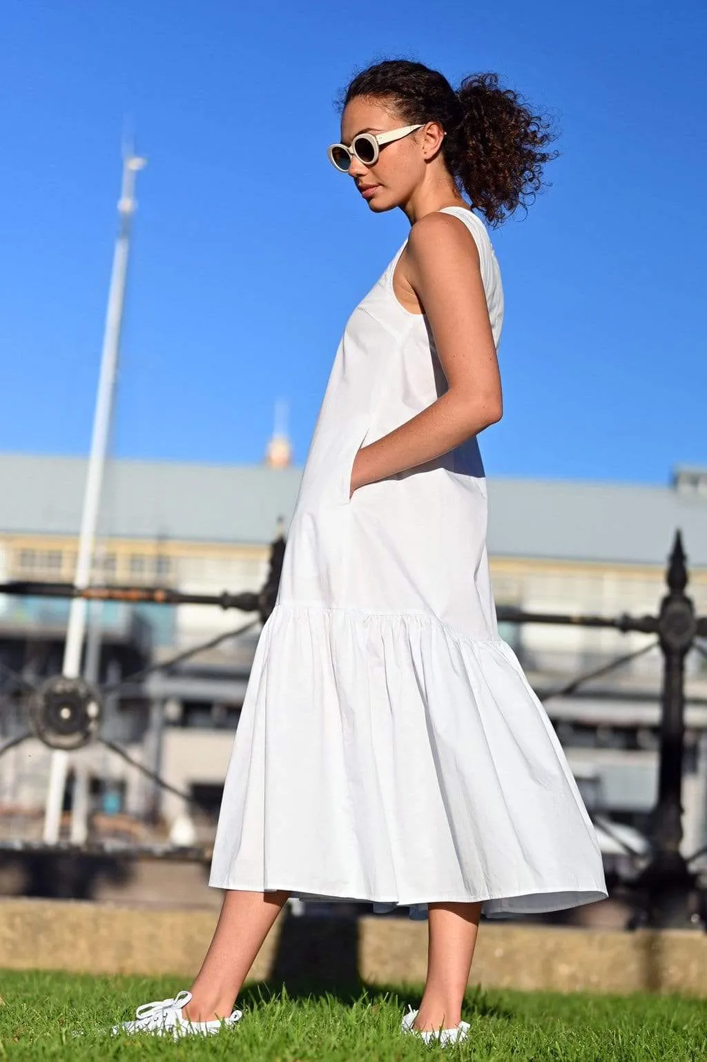 Margot Sleeveless Wide Ruffle Dress