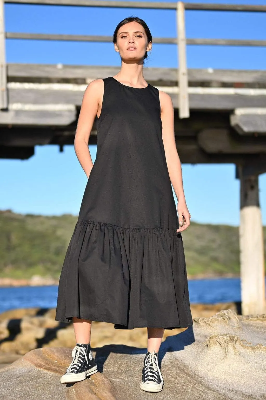 Margot Sleeveless Wide Ruffle Dress