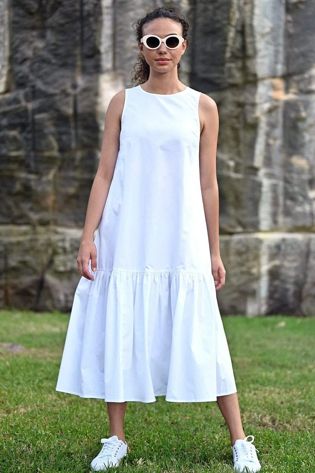 Margot Sleeveless Wide Ruffle Dress