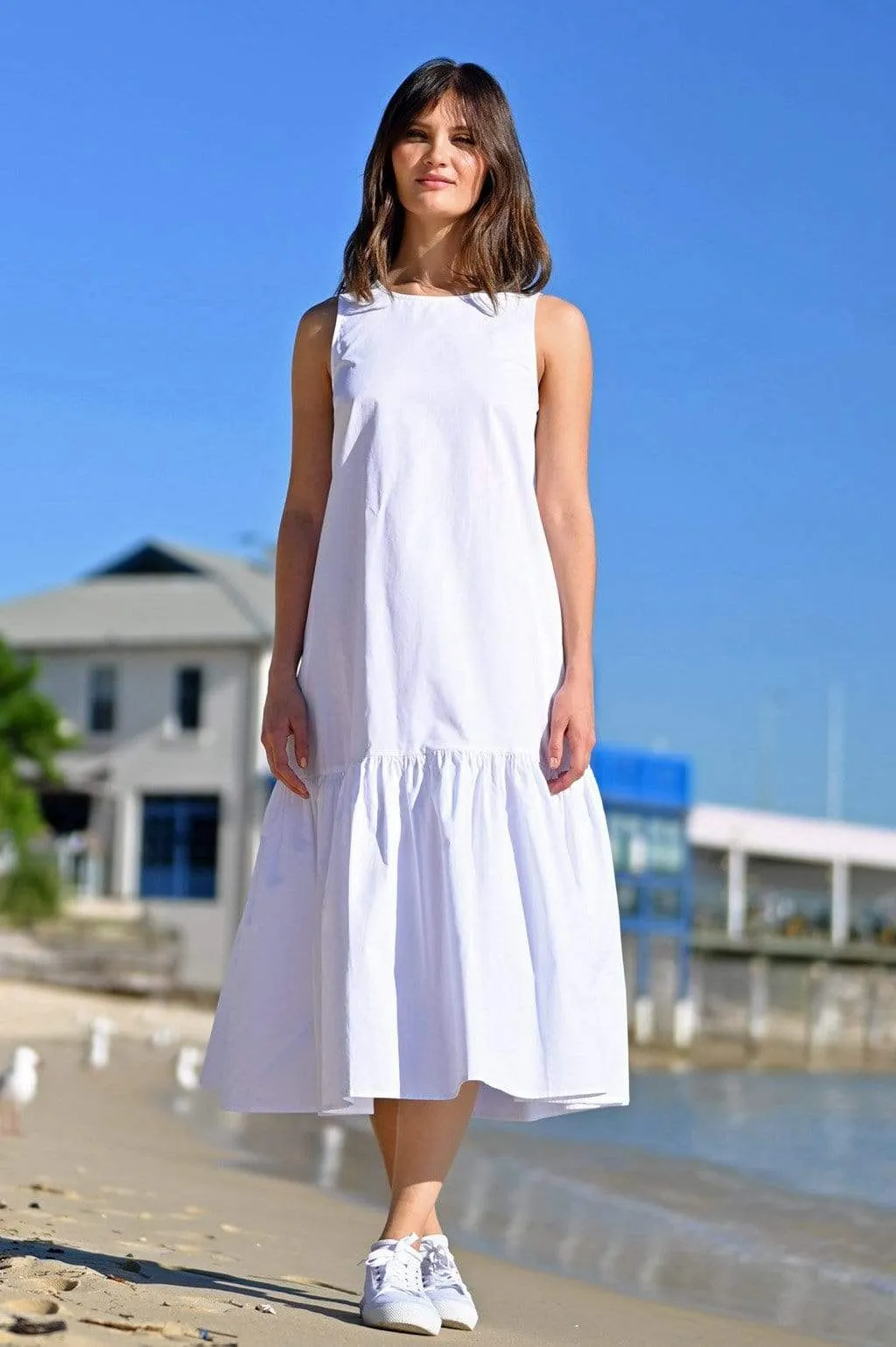 Margot Sleeveless Wide Ruffle Dress