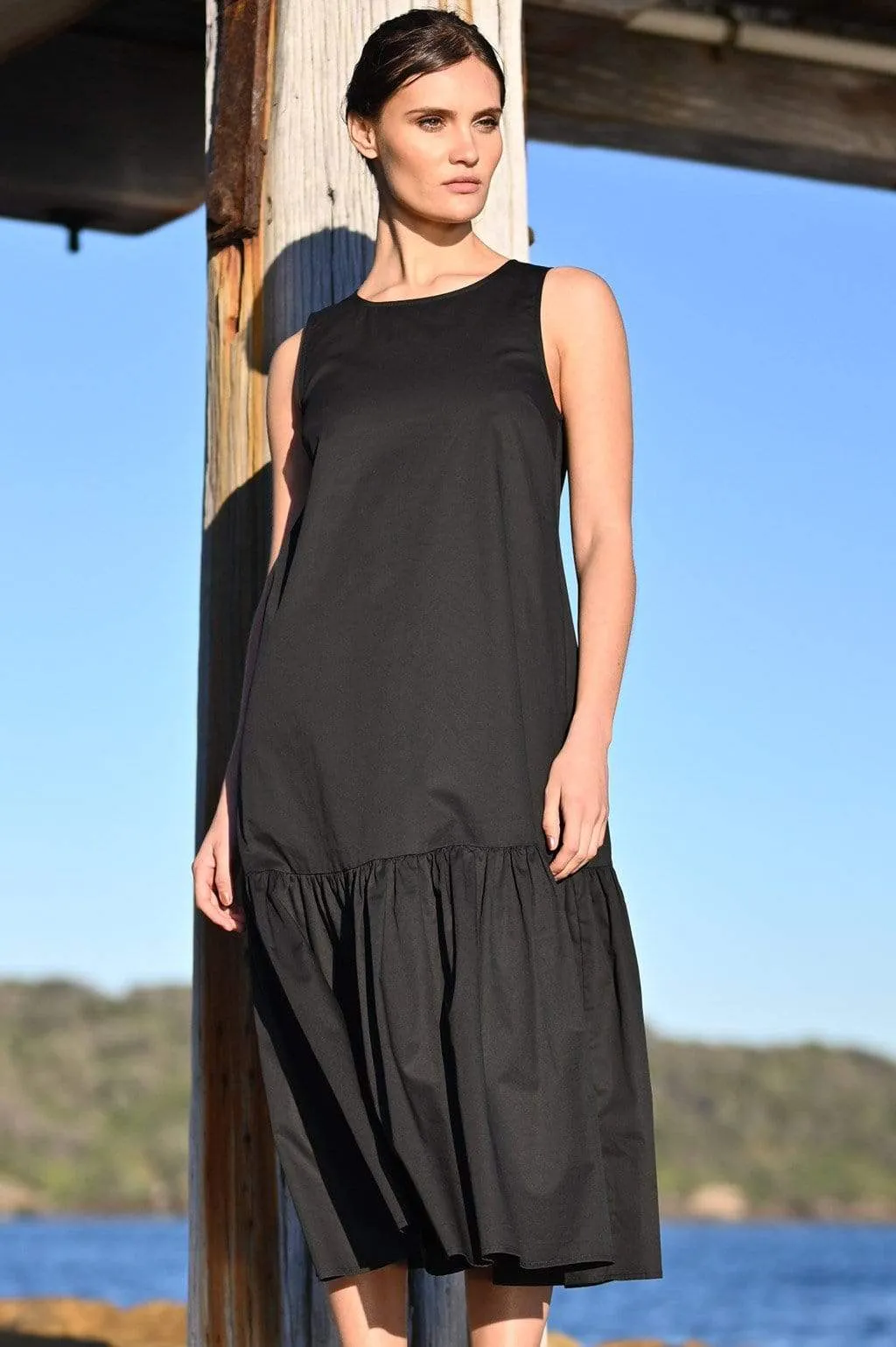 Margot Sleeveless Wide Ruffle Dress