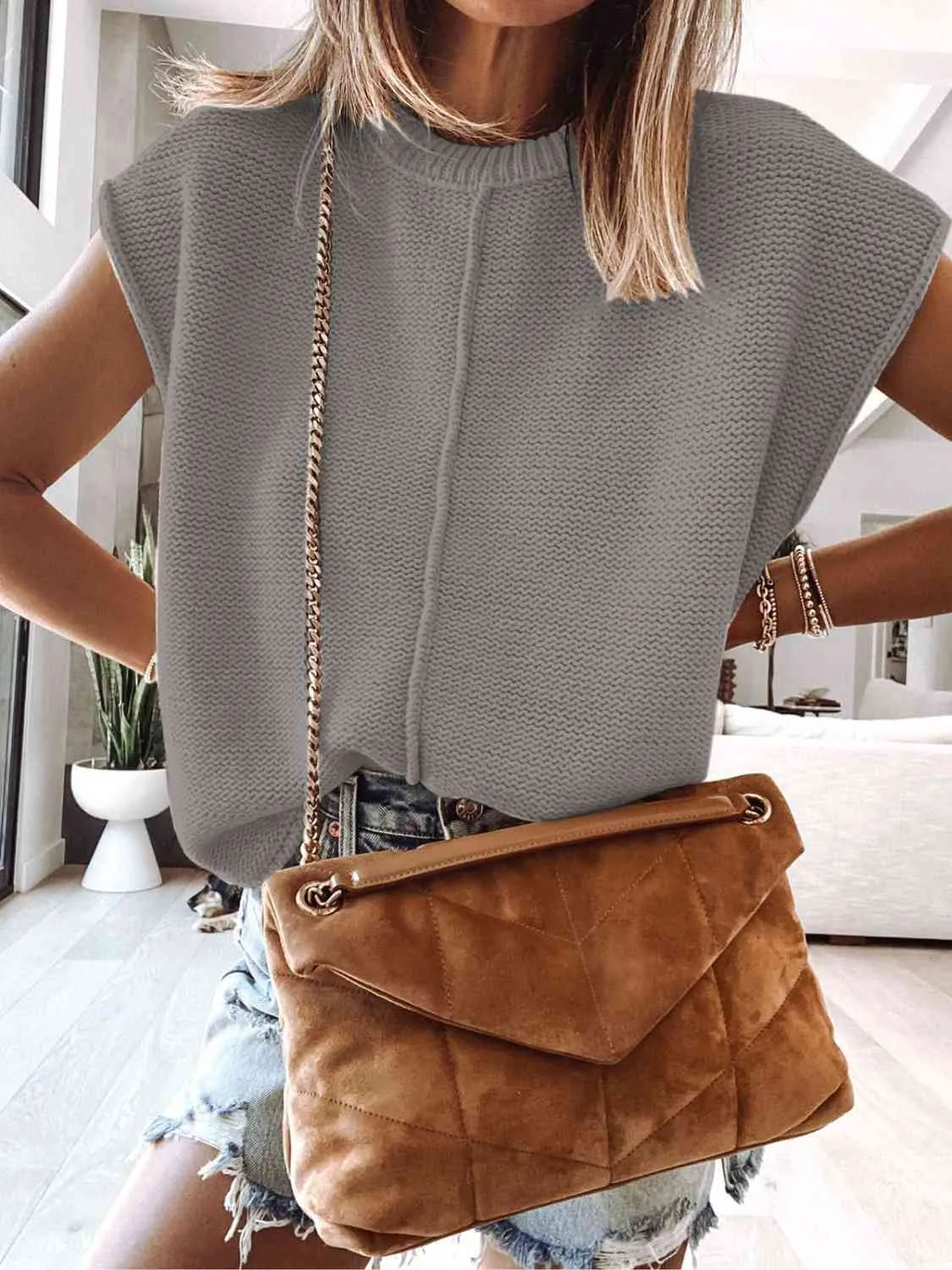 Marina Cap Sleeve Sweater Vest