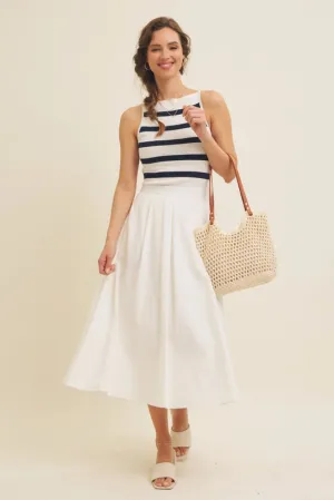Marina Striped Boat Neck Tank Top - Navy/White