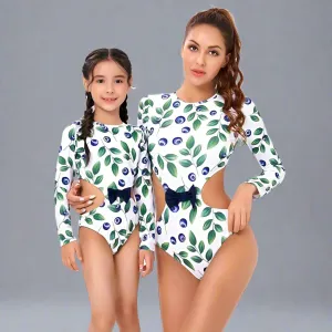 Matching Mommy & Me Leaves Print Swimsuit