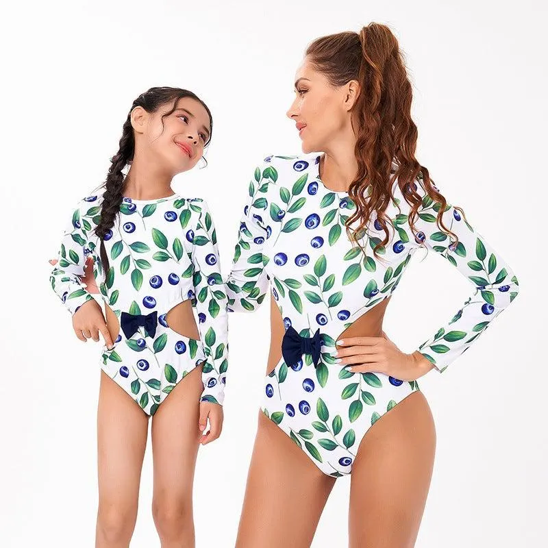 Matching Mommy & Me Leaves Print Swimsuit