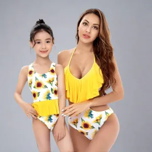 Matching Mommy & Me Sunflower Print Swimsuit