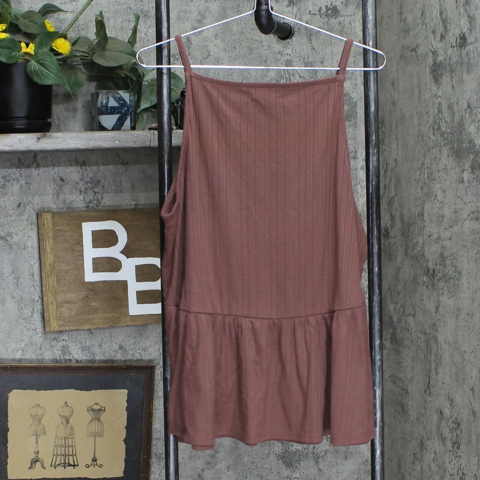 Maurices Womens Knit Spaghetti Strap Tank Top Brown See Measurements