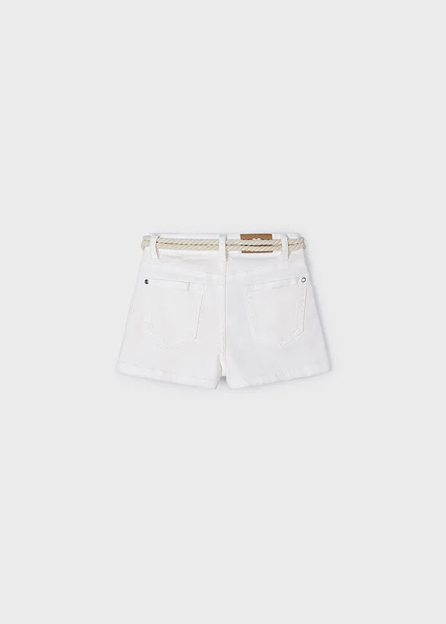 Mayoral 3179 100% Cotton Ink Loose Shirt and 234 White Twill Shorts with Belt In Stock Now