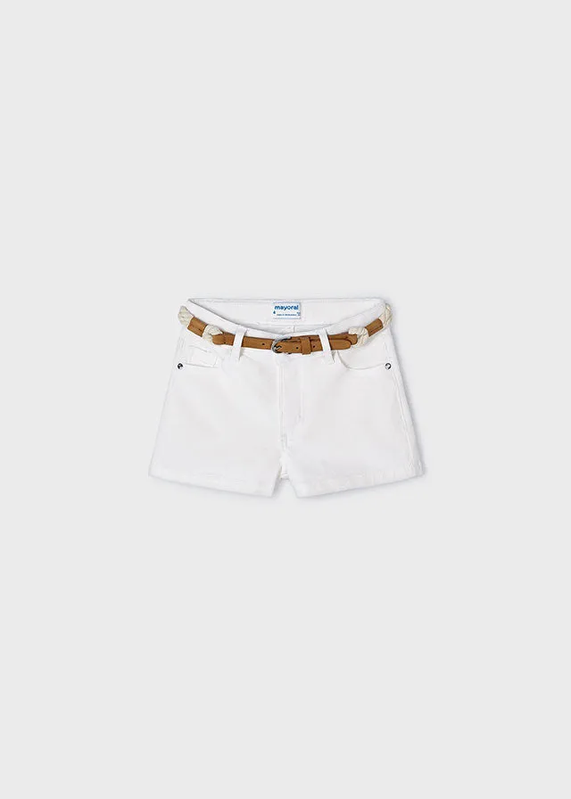 Mayoral 3179 100% Cotton Ink Loose Shirt and 234 White Twill Shorts with Belt In Stock Now