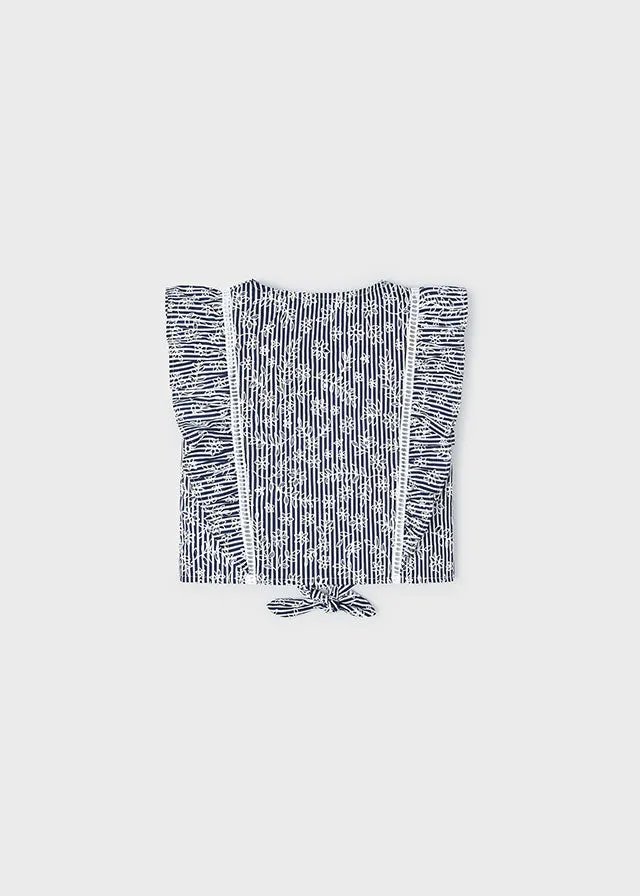 Mayoral 3179 100% Cotton Ink Loose Shirt and 234 White Twill Shorts with Belt In Stock Now