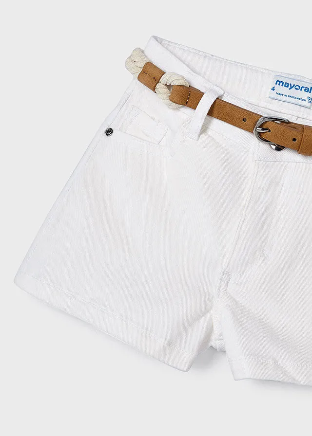 Mayoral 3179 100% Cotton Ink Loose Shirt and 234 White Twill Shorts with Belt In Stock Now