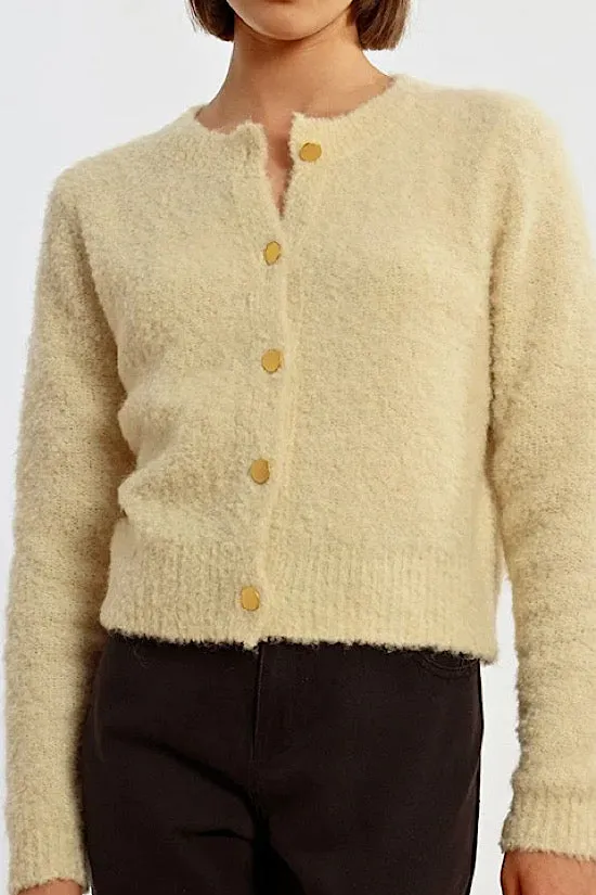 MB Boucle Knit Cardigan in Off White