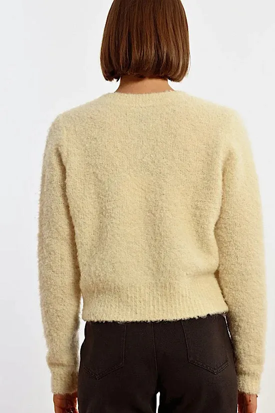 MB Boucle Knit Cardigan in Off White
