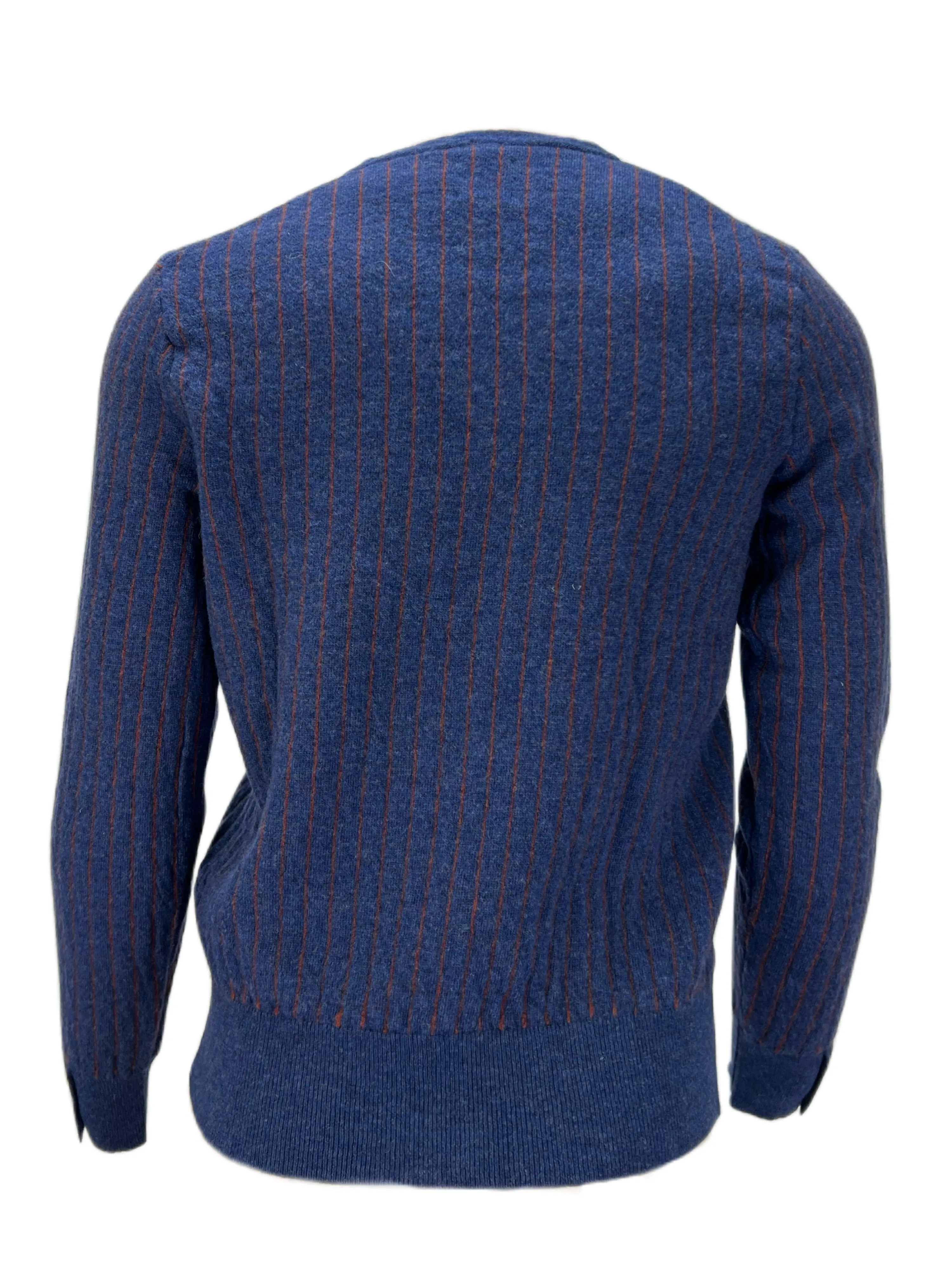 MC LAUREN Men's Blue Long Sleeve Striped Knitted Sweater Sz XL NWT