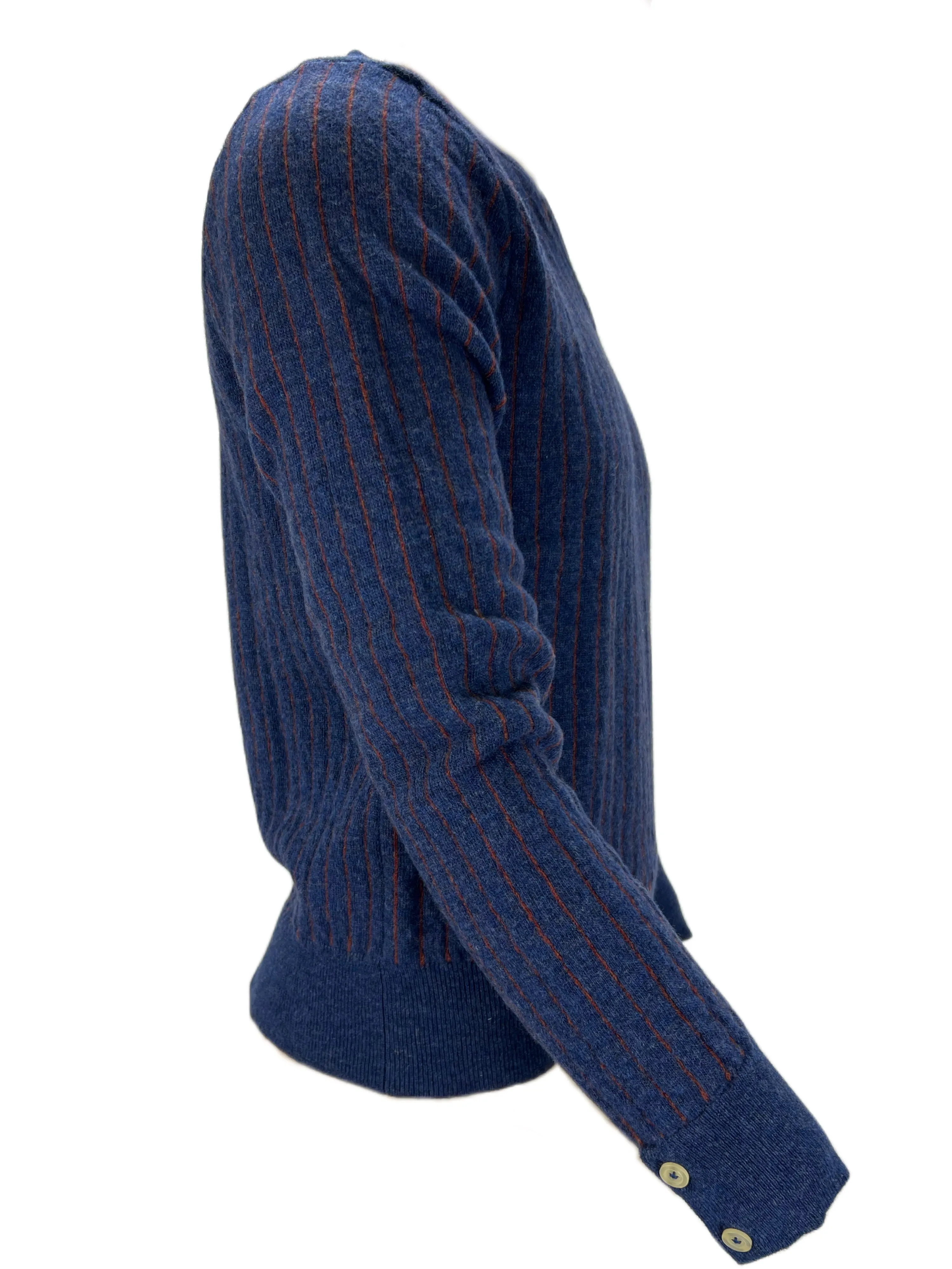 MC LAUREN Men's Blue Long Sleeve Striped Knitted Sweater Sz XL NWT