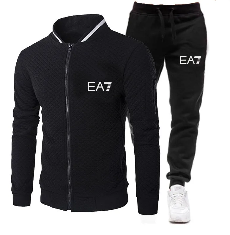 Men Fitness Cotton Zipper 2 piece Tracksuits
