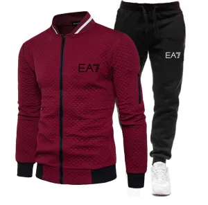 Men Fitness Cotton Zipper 2 piece Tracksuits