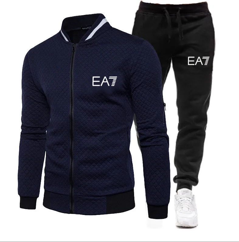 Men Fitness Cotton Zipper 2 piece Tracksuits