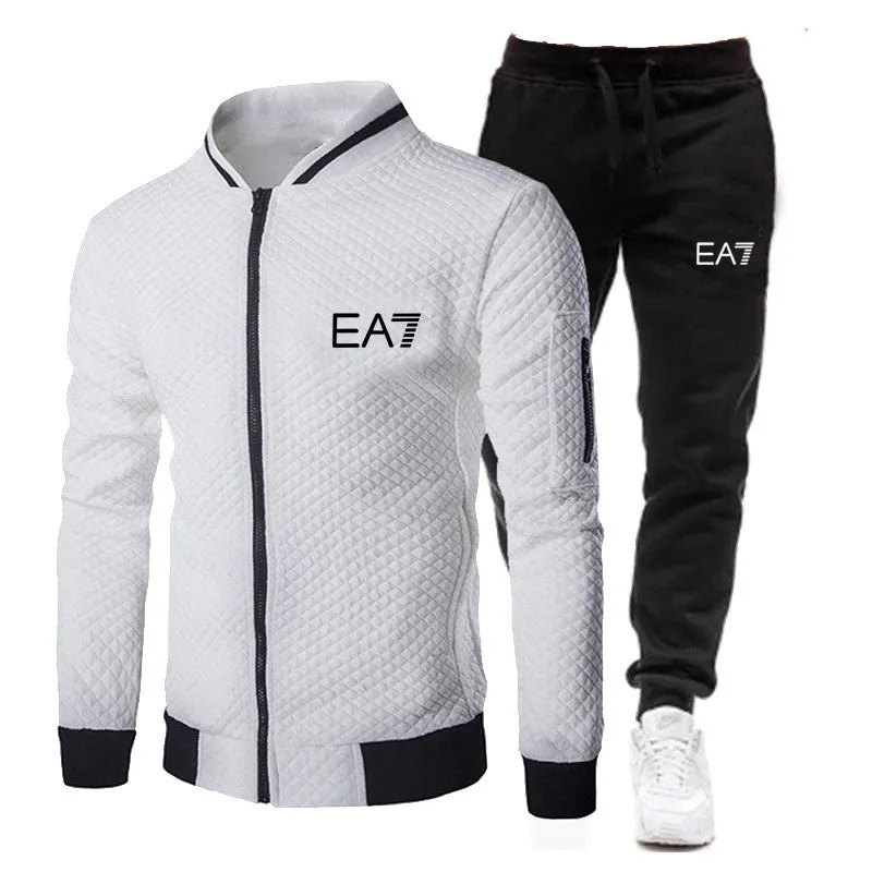 Men Fitness Cotton Zipper 2 piece Tracksuits