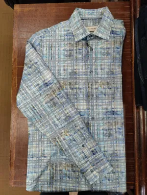 Men's Bugatchi | James Spread Collar OoohCotton Shirt | Aqua