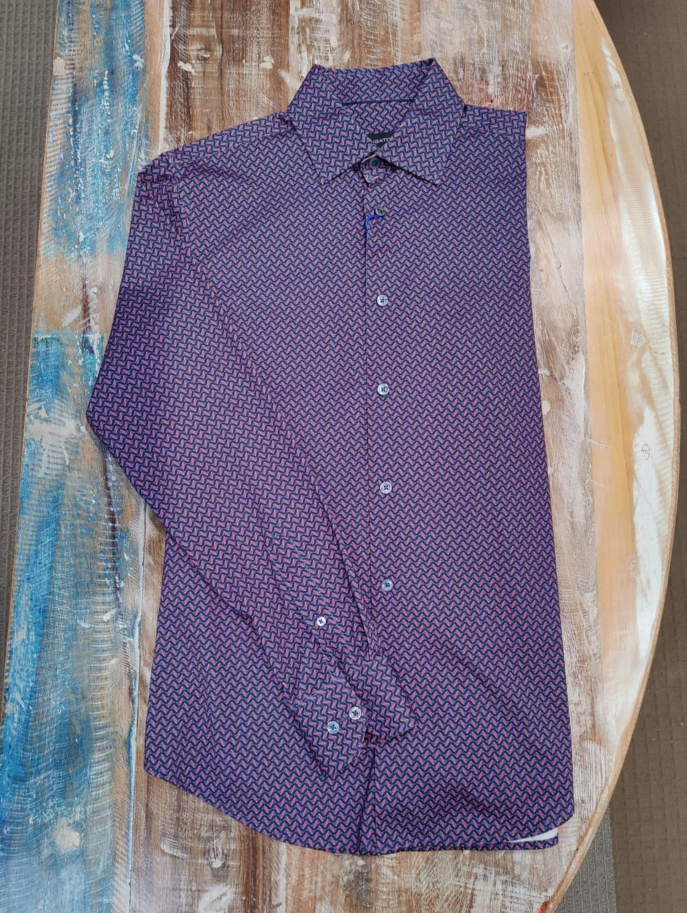 Men's Bugatchi | James Spread Collar OoohCotton Shirt | Burgundy
