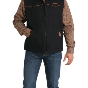 MEN'S CINCH - WAX COATED CANVAS VEST - BLACK