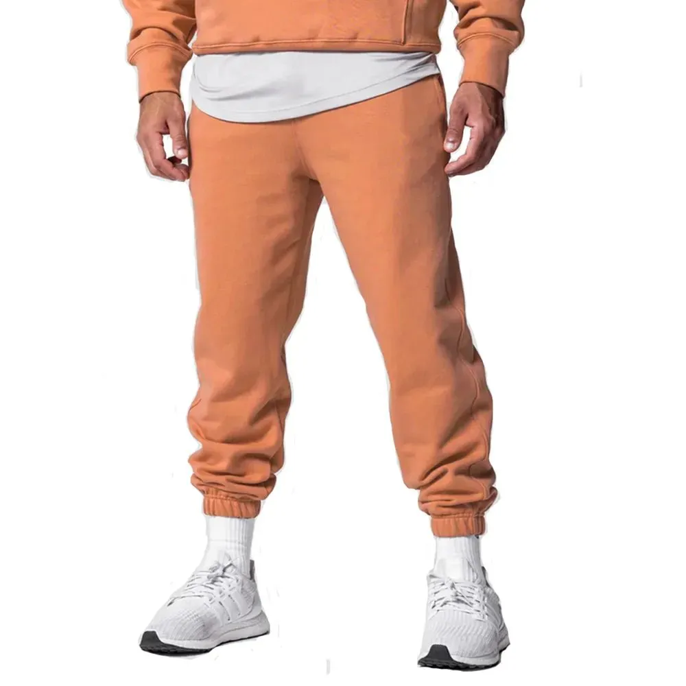 Men's Thick Cotton Training Sets Hoodie Casual Sports Pullover Hooded 2-piece Top with Pants Sweatshirts