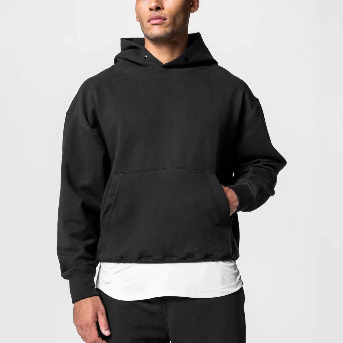 Men's Thick Cotton Training Sets Hoodie Casual Sports Pullover Hooded 2-piece Top with Pants Sweatshirts