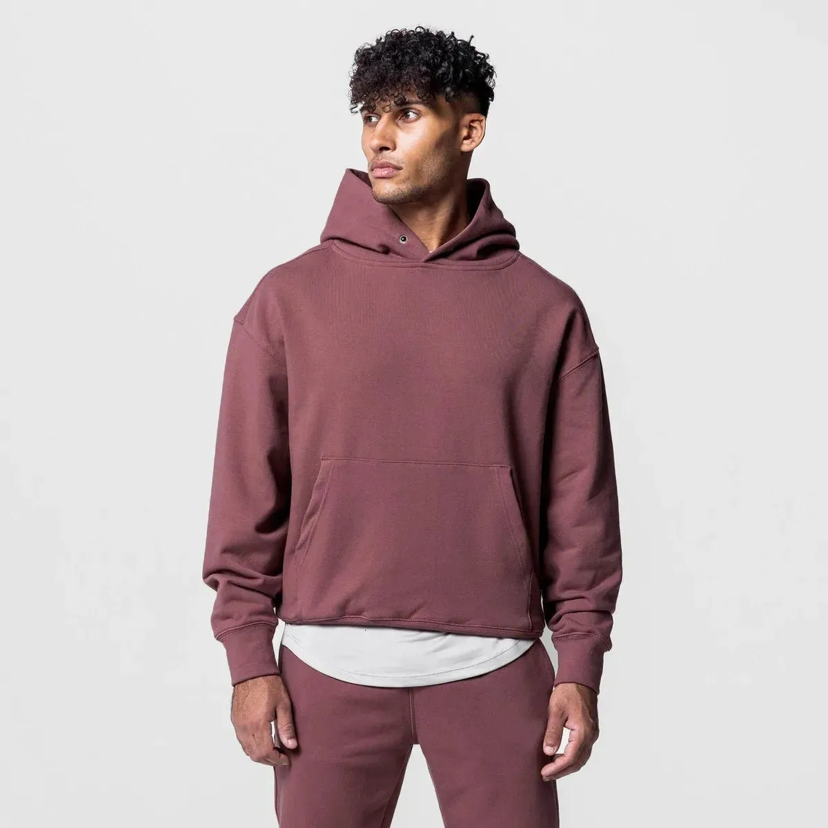 Men's Thick Cotton Training Sets Hoodie Casual Sports Pullover Hooded 2-piece Top with Pants Sweatshirts